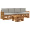 vidaXL Outdoor-Sofagarnitur mit Kissen 5 pcs Nat&uuml;rlich und Hellgrau