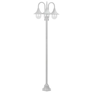 vidaXL Garten-Pollerleuchte E27 220 cm Aluminium 3-Laterne Wei&szlig;