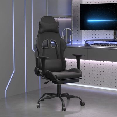 vidaXL Gaming-Stuhl mit Massage & Fußstütze Schwarz Kunstleder