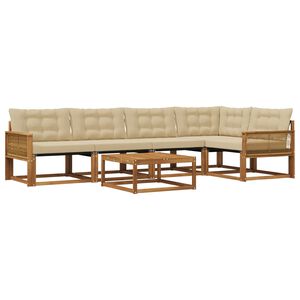 vidaXL Outdoor-Sofagarnitur mit Kissen 6 pcs Natur und Beige
