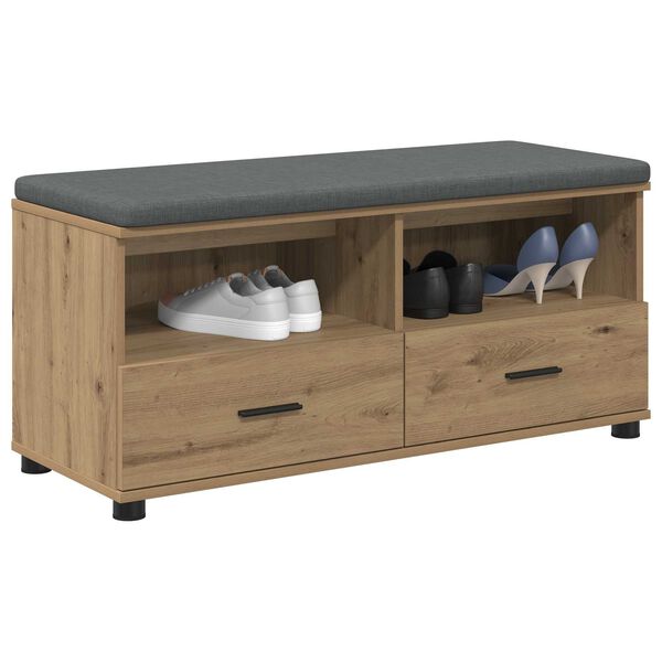 vidaXL Flurbank mit Kissen mit Speicher Artisan-Eiche 100 x 38 x 46 cm