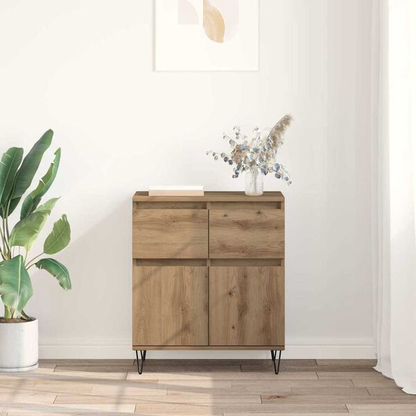 vidaXL Sideboard Artisan-Eiche 60 x 35 x 70 cm Verbundholz und Eisen