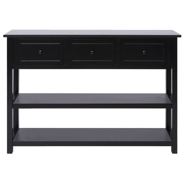 vidaXL Sideboard Schwarz 108x30x76 cm Massivholz Paulownia