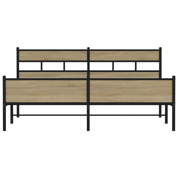 vidaXL Metallbett ohne Matratze Sonoma-Eiche 180x200 cm
