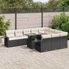 vidaXL 11-tlg. Garten-Sofagarnitur mit Kissen Schwarz Poly Rattan