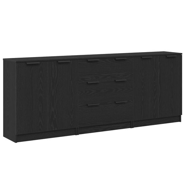 vidaXL Sideboard 3 pcs Schwarz Eichen-Optik 180 x 30 x 70 cm