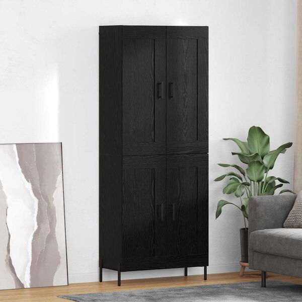 vidaXL Highboard 2 St&uuml;ck Schwarz Eichen-Optik Holzwerkstoff