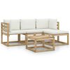 vidaXL 5-tlg. Garten-Lounge-Set mit Creme Kissen