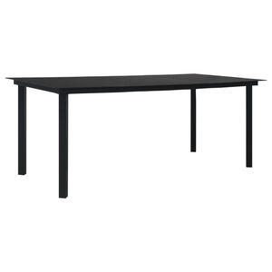 vidaXL Garten-Esstisch Schwarz 190x90x74 cm Stahl und Glas