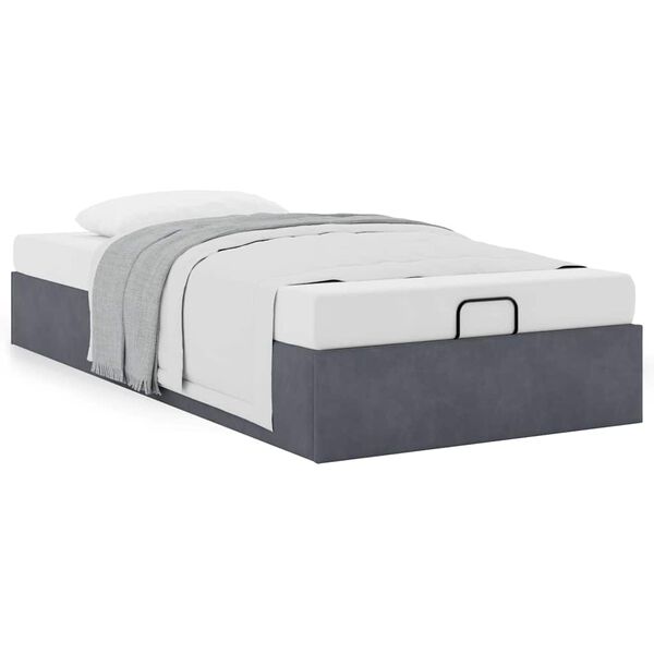 vidaXL Ottoman-Bett ohne Matratze Dunkelgrau 90x200 cm Samt