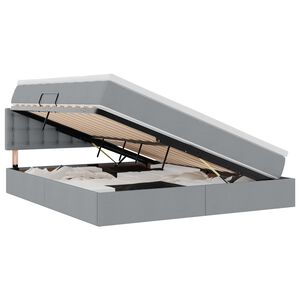 vidaXL Bett mit Stauraum und LED mit LED Hellgrau 180 x 200 cm Stoff