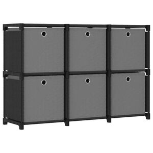 vidaXL W&uuml;rfelregal mit 6 Boxen Schwarz 103x30x72,5 cm Stoff
