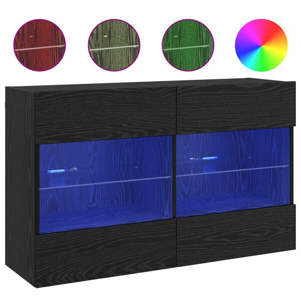 vidaXL TV-Wandschrank Schwarz Eichen-Optik 98,5 x 30 x 60,5 cm