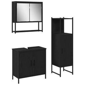 vidaXL Badezimmerm&ouml;bel-Set 3 stk. Schwarz 33 x 33 x 113,5 cm