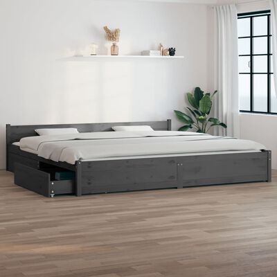 vidaXL Bett mit Schubladen Grau 180x200 cm