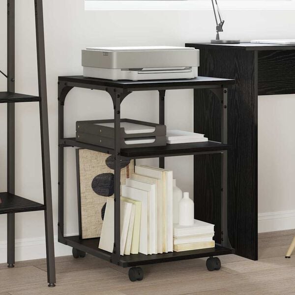 vidaXL Druckerst&auml;nder Schwarz Eichen-Optik 43 x 48 x 64 cm