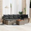 vidaXL Garten-Sofa-Set mit Kissen mit Speicher 7 pcs Grau Poly Rattan