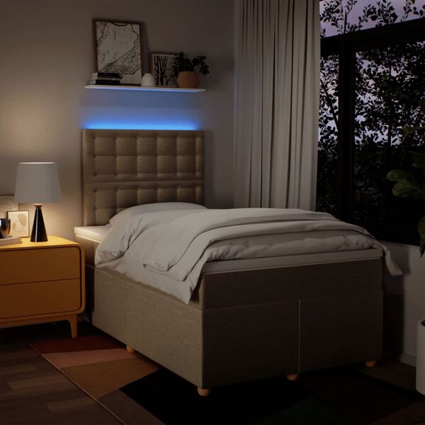 vidaXL Boxspringbett mit Matratze Creme 120x200 cm Stoff