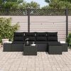 vidaXL Garten-Sofa-Set mit Kissen 6 pcs Schwarz Poly-Rattan