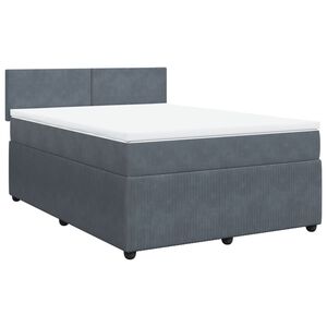 vidaXL Boxspringbett mit Matratze Dunkelgrau 160x200 cm Samt