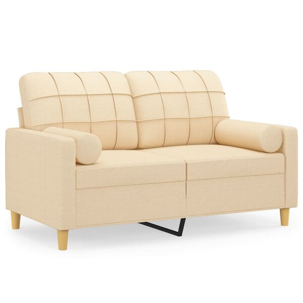 vidaXL 2-Sitzer-Sofa mit Kissen Creme 120 cm Stoff