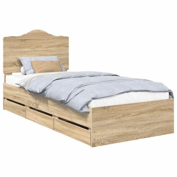 vidaXL Bettrahmen Sonoma-Eiche 75 x 190 cm Ingenieurs Holz