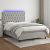 vidaXL Boxspringbett mit Matratze & LED Hellgrau 140x190 cm Stoff