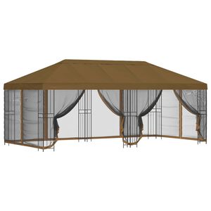 vidaXL Pavillon mit Seitenw&auml;nden 6 x 3 m Taupe Polyester und Stahl 190