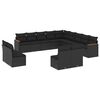 vidaXL 13-tlg. Garten-Sofagarnitur mit Kissen Schwarz Poly Rattan