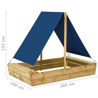 vidaXL Sandkasten mit Dach 160x100x133 cm Imprägniertes Kiefernholz