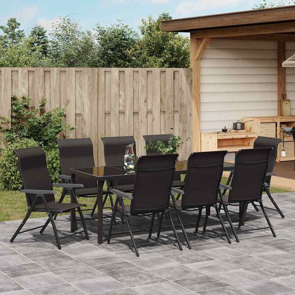 vidaXL Garten Essgruppe 9 pcs Schwarzer Kaffee
