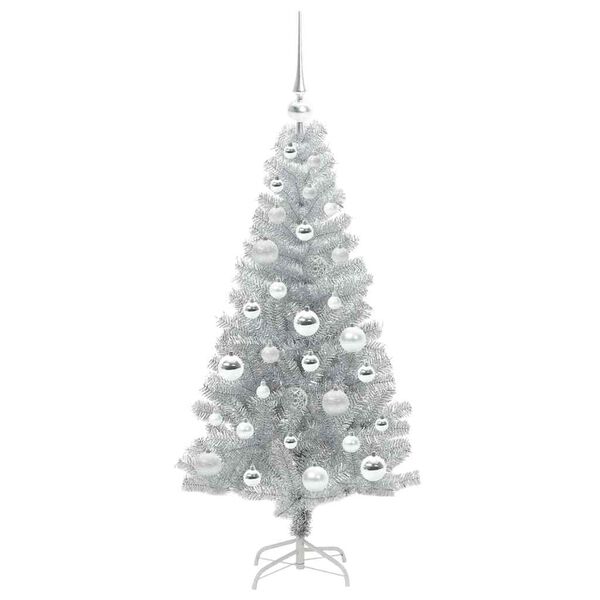 vidaXL Weihnachtsbaum mit 150 LEDs mit St&auml;nder Silber 120 cm PET