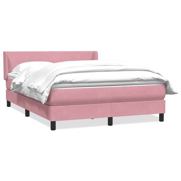 vidaXL Boxspringbett mit Matratze Rosa 140x220 cm Samt