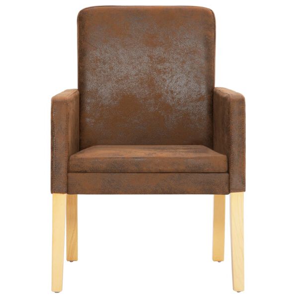 vidaXL Esszimmerst&uuml;hle 2 Stk. Braun Wildleder-Optik