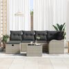 vidaXL Garten-Sofa-Set mit Kissen 7 pcs Hellgrau Poly Rattan
