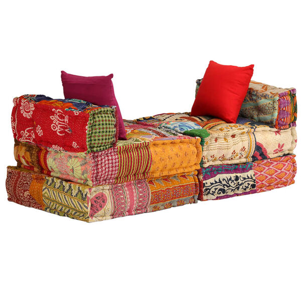 vidaXL Modulare Sofagarnitur 14-tlg. Stoff Patchwork