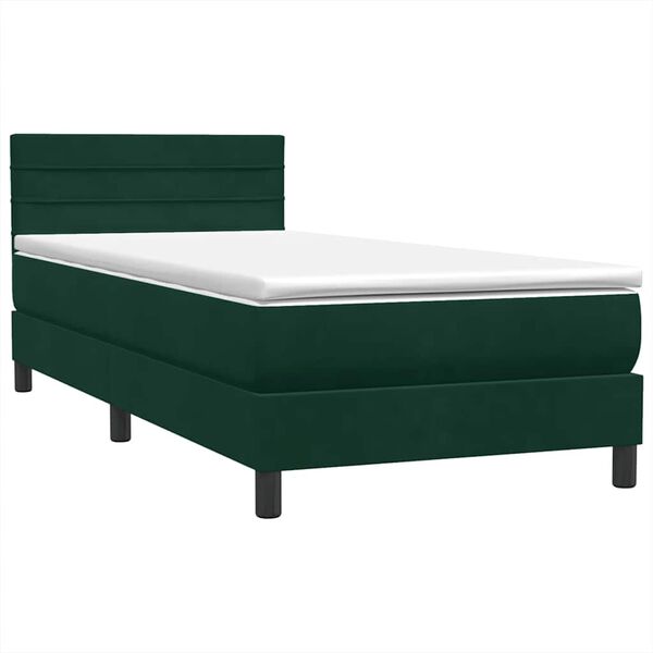 vidaXL Boxspringbett mit Matratze Dunkelgr&uuml;n 100x210 cm Samt