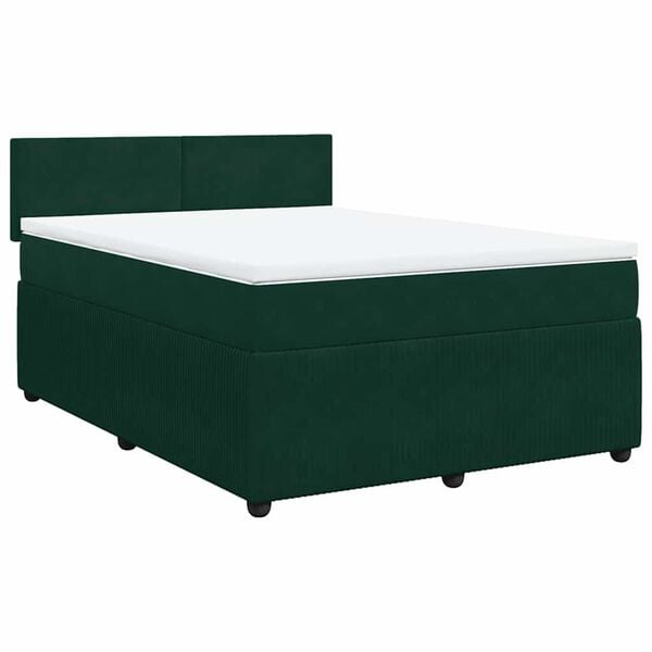 vidaXL Boxspringbett mit Matratze Dunkelgr&uuml;n 140x190 cm Samt