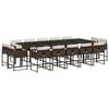 vidaXL 15-tlg. Garten-Essgruppe mit Kissen Braun Poly Rattan