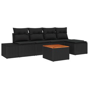 vidaXL Gartensofa-set mit Speicher 6 pcs Schwarz Poly-Rattan
