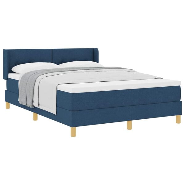 vidaXL Boxspringbett mit Matratze mit Kopfteil Blau 190 x 140 cm Stoff