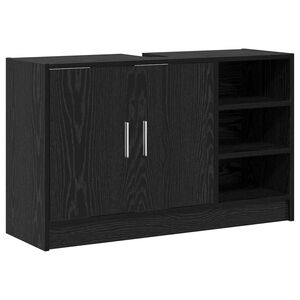 vidaXL Badezimmerschrank mit T&uuml;r Schwarz Eichen-Optik 90 x 29 x 55 cm