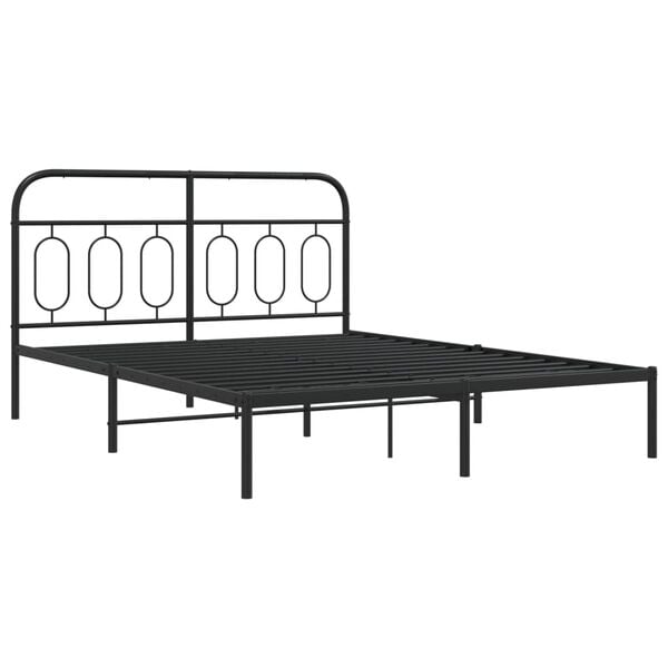 vidaXL Bettgestell mit Kopfteil Metall Schwarz 135x190 cm