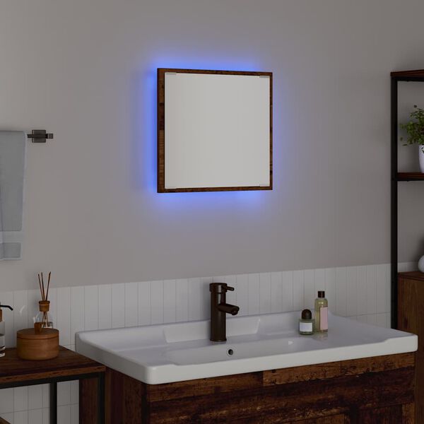 vidaXL LED-Badezimmerspiegel Altholz 40 x 37 x 8.5 cm Holzwerkstoff