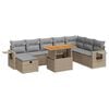 vidaXL 9-tlg. Garten-Sofagarnitur mit Kissen Beige Poly Rattan Akazie