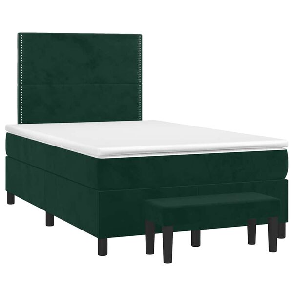 vidaXL Boxspringbett mit Matratze Dunkelgr&uuml;n 120x190 cm Samt