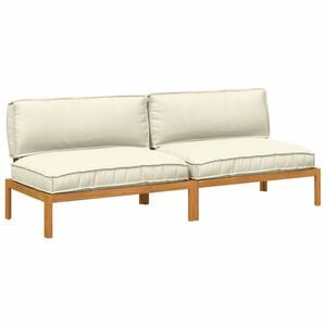 vidaXL Sofa Set mit Kissen Uni 2 pcs Creme Massivholz Akazie