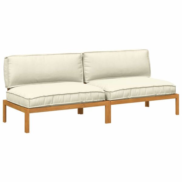 vidaXL Sofa Set mit Kissen Uni 2 pcs Creme Massivholz Akazie