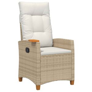 vidaXL Liegestuhl mit Teeteller Beige und Cremewei&szlig; Poly-Rattan