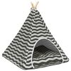 vidaXL Haustier-Tipi mit Kissen Wei&szlig; und Grau 60 x 60 x 70 cm